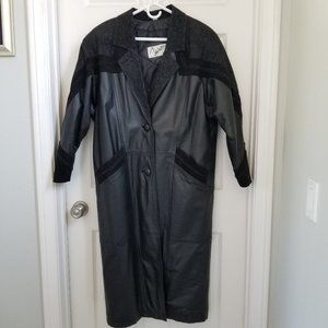 Vintage John Weitz Black Leather Trench Coat